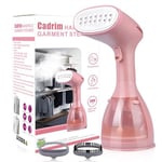 Cadrim Clothes Steamer, Handheld Garment Steamer 1500W 280ml Travel Steam Vertical Strong Steam Iron Auto Cut-Off Powerful For Home, Office & Travel (Pink)