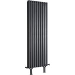 Vitality - Radiateur Vertical sur Pieds Anthracite à Double Cœur de Chauffe - 178cm x 59cm - Hudson Reed