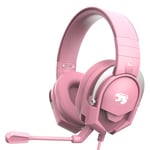 IMYB Gaming Headset with Microphone, Stereo Wired Noise Cancelling Over-Ear Headphones with Mic for Pc, Ps5, Xbox One Series X/s, Ps4, Computer, Laptop, Mac, Nintendo, Gamer (Silver pink)