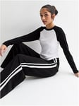 New Look 915 Girls Black Long Sleeve Raglan Top, Black, Size Age: 14-15 Years, Women