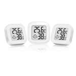 3 Pcs Thermomètre Hygromètre Numérique, Mini LCD Thermomètre Hygromètre Intérieur, Mignon Thermometre Interieur Mural pour Maison