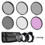 NEEWER Kit de Filtre pour Objectif 82mm : UV, CPL, FLD, ND2, ND4, ND8, Pare-Soleil et Capuchon d'Objectif Compatibles avec Canon Nikon Sony Panasonic DSLR Caméras avec Objectif 82mm