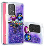 IMEIKONST Coque Compatible avec Samsung Galaxy A13 4G Étui, Sables Mouvants Liquides Brillants Mince Transparente Silicone Antichoc TPU Bumper Housse pour Samsung A13 4G. Bling Couple Owls XY1