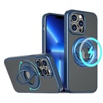 S. Dawezo Magnetic Stand for iPhone 13 Pro Max Case 6.7 Inch, Compatible with MagSafe, Military Protective Mobile Phone Case, Magnetic Force 360° Rotating Holder Case for iPhone 13 Pro Max, Blue