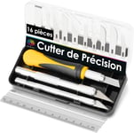 Scalpel de Découpe Set-16 Pièce-Cutter de Précision avec 3 Scalpel de Precision Différents et 13 Lames-Cuter Précision pour Kirigami,Patisserie,Bricolage,Scrapbooking.[W1]