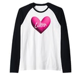 Eileen Pink Name Heart Love Woman Girl Friend Personalized Raglan Baseball Tee