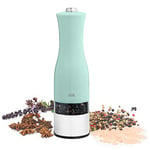 ADE KG1900-1 Electric Salt and Pepper Mill, Infinitely Adjustable, Ceramic Grinder, Light Lighting, Grinding Spices at the Push of a Button, Salt Shaker, Pepper Shaker, Spice Mill, Mint