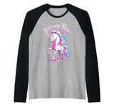 Cute Girl's Magical Unicorn Power Raglan Baseball Tee