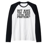 Protein Funny Men Weight Loss Lifting Weights Fitness Gym Raglan Baseball Tee