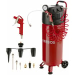 AREBOS Compresseur d'air avec kit d'accessoires 13 pièces mobil Sans huile Arrêt automatique Capacité 50 l - rouge