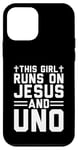 Coque pour iPhone 12 mini Cette fille court sur Jesus and Uno, jeu de cartes chrétien amusant