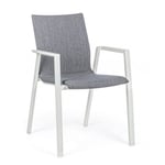 Chaise de jardin extérieure empilable blanc gris 55.5 x 60 x 83h