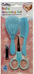 Baby Grooming Set Brush Comb Scissor & Nail Clipper For Baby First Steps - blue