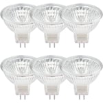 Paket med 6 Halogenlampor GU5.3 MR16 35W 12V Dimbar - Varmvit 2800K, 400 Lumen, Glaskupa Jz db 35W