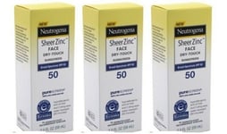 BL Neutrogena Sheer Zinc Spf#50 Dry Touch Face Sunscreen 2 oz - THREE PACK