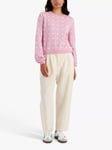 Chinti & Parker Polka Dot Intarsia Wool Cashmere Blend Jumper, Pink Lemonade/Cream