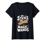 Womens Sticks Magic Wands Marimbist Musician Vibraphonist Marimba V-Neck T-Shirt