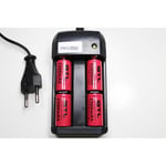 CHARGEUR RS08 + 4 BATTERIE PILE 16340 CR123 2300mAh RECHARGEABLE 3.7V ION ACCU