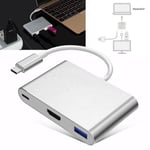 KIN USB 3.1 Type-C vers HDMI USB 3.0 Adaptateur 3-en-1 PD Chargeur Hub Support 4K Câble de conversion pour Apple pour Macbook