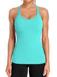 ATTRACO Gym Tops for Women Workout Tank Tops with Built in Bras Running Shirts Fit Sport Yoga Vest Top Workout Vest Mint Green L