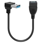 GELRHONR Câble USB court 0,2 m 90 degrés USB 3.0 type A mâle vers femelle Rallonge de transfert de données Câble d'extension pour disque dur USB Flash