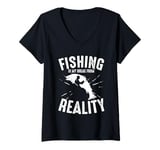 Womens Fishing Is My Break From Reality V-Neck T-Shirt