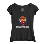 T-Shirt Femme Col Echancré Burger Shot Geek Jeux Video Los Angeles