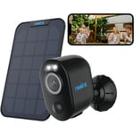 Reolink - Caméra de Surveillance 2K 4MP 2.4/5 GHz WiFi Batterie,Vision nocturne couleur,Détection Humaine, +Panneau Solaire, Noir