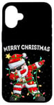 iPhone 16 Plus Dabbing Santa Claus Christmas Tree Lights Funny Dab Xmas Case