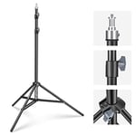 NEEWER Photography Light Stand 2.85-6.6ft/87-200cm, Spring Loaded Aluminum Tripod Stand with ø28mm Thicker Tube Diameter for Ring Light/LED Light/Strobe Flash/Softbox, Max Load 22lbs, ST-200 Black