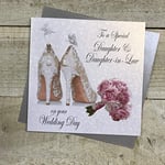 White Cotton Cards PD144a Bouquet/Inscription to A Special Daughter & Daughter-in-Law on Your Wedding Day Fait Main Gay Wedding Card Blanc