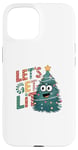 iPhone 15 Let's Lit Funny Cute Green Christmas Tree Lights Case