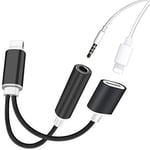 Cable Double Adaptateur charge Lightning Audio prise jack 3.5mm Noir chargeur pour iPhone 7 - Marque Yuan Yuan