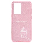 Coque Iphone 12 PRO MAX paillettes rose bouddha blanc personnalisee