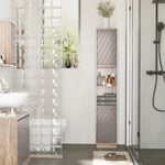 Tall Bathroom Cabinet Rustic Storage Cupboard Narrow Slim Industrial Shelf Unit