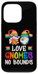 Coque pour iPhone 13 Pro LGBT, couples de nains de jardin, couleurs arc-en-ciel