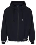 Armani Exchange Men's Long Sleeve, Printed Logo Cuffs, Hooded Blouson Jacket, deep Navy, M