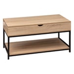 Table basse avec plateau relevable Effet chêne naturel et Métal noir L 95 cm