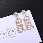 ZSCZQ Boucles d'oreilles à la Mode avec Lettre en Strass pour Filles Boucle d'oreille Femme en Or