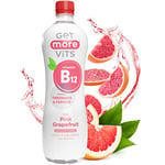 Get More Vits - B12 Vitamins Still Pink Grapefruit Flavoured Spring Water (12 x 500ml), Supports Energy Release, Tackle Tiredness & Fatigue, Natural Flavours, Sugar Free, Low Calorie, Vegan