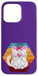 Coque pour iPhone 15 Pro Max Cute White Cat Graphic For Cat Grandma Vintage Kitten Purple