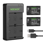 Neewer Replacement LP-E6NH Battery Rechargeable Battery Charger Set Compatible with Canon EOS R5, EOS R6, EOS R, 5D II III IV, 6D, 6D II, 7D, 7D II, 60D, 70D, 80D, 90D(2-Pack, Micro USB Port)
