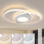 Plafonnier led Cercles - 48W Lampe de salon blanc Design moderne Dimmable avec télécommande Lampe de chambre à coucher Plafonnier cuisine pour