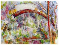 ArtPlaza Cezanne Paul-River at The Bridge of Three Sources Panneaux Decoratifs, Bois MDF, Multicolore, 80x60 Cm