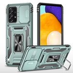 vumebao Coque pour Samsung A52 avec, Support 360° Rotatif Full Protection de la Caméra en PC Dur Anti-Chut Renforcée Armor Heavy Duty Antichoc Bumper Etui pour Samsung A52 Vert