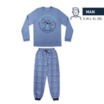 Pyjamas Manches Longues Célibataire Jersey Stitch Bleu - S Mâle Cerdà