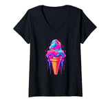 Womens Retro Ice Cream Waffle Ice Cream for a Ice cream lovers V-Neck T-Shirt