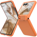 Miimall Compatible with Motorola Razr 50 Case, [Hinge Protection] [Built-in Glass Screen Protector], Hard Matte PC Anti-Slip Ultra Thind Shockproof Protective Cover for Moto Razr 50-Orange