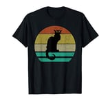 Vintage Retro Sunset Le Chat Noir Black Cat T-Shirt