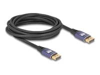 Delock - Displayport-Kabel - Displayport (Hane) Till Displayport (Hane) - Displayport 1.4 - 5 M - 8K60 Hz (7680 X 4320) Stöd, Upp Till 32,4 Gbps Datahastighet, Guldpläterade Kontakter - Lila/Svart